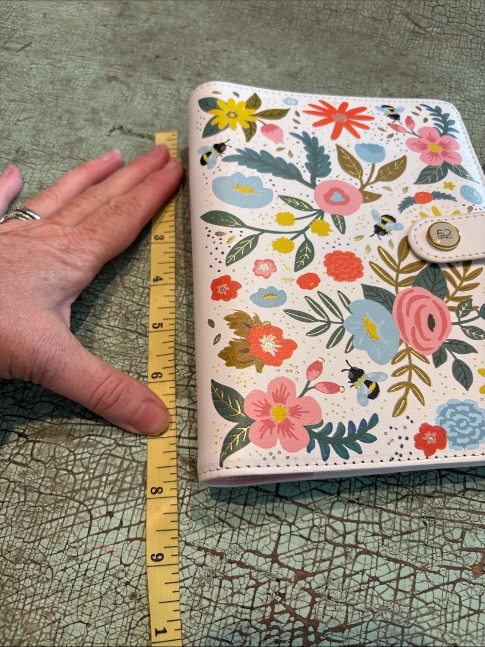 The Paper Studio Floral Bee 6-Ring Planner Binder Pink Gold Foil